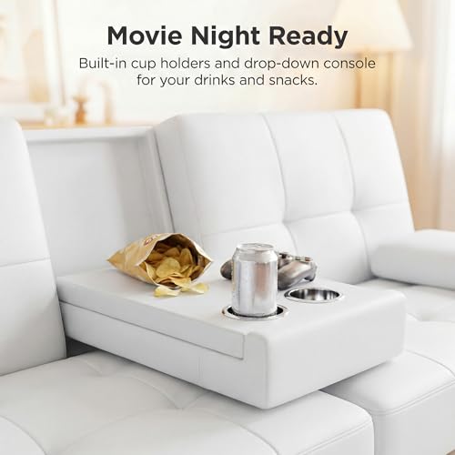 YESHOMY Modern Futon Sofa Bed, Convertible Futon Couch with Adjustable Backrest, Futon Loveseat Sleeper Sofa Bed with Armrest for Living Room, Small Spaces,PU Leather, White YESHOMY
