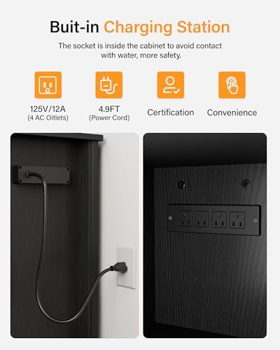 FILKO 40-50 Gallon Fish Tank Stand: Sturdy Aquarium Stand with Storage for 40-50 Gallon Fish Tank - Metal Terrarium Table Cabinet with Power Outlet for Reptile Turtle (55-75 gallon) FILKO