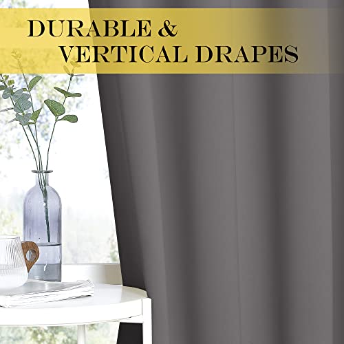 NICETOWN Grey Blackout Patio Sliding Door Curtains 84 inch Length, Grommet Room Divider Thermal Insulated Curtain Drapes for French Door/Living Room (Gray, W100 x L84, 1 Panel) NICETOWN