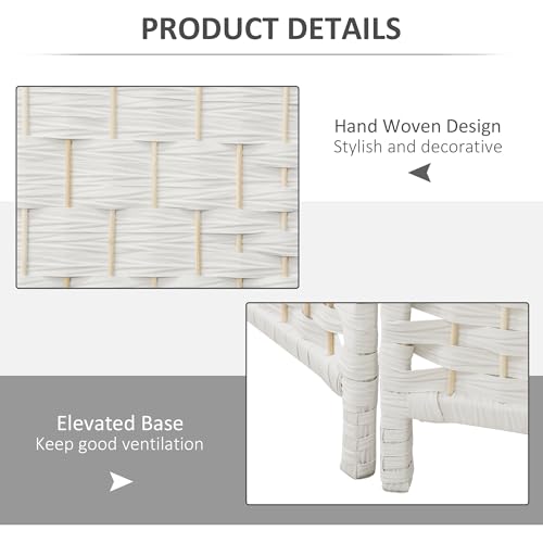 HOMCOM Room Divider, 3 Panel Folding Privacy Screen, 6FT Tall Portable Wicker Weave Partition Wall Divider for Bedroom, Home Office, White HOMCOM