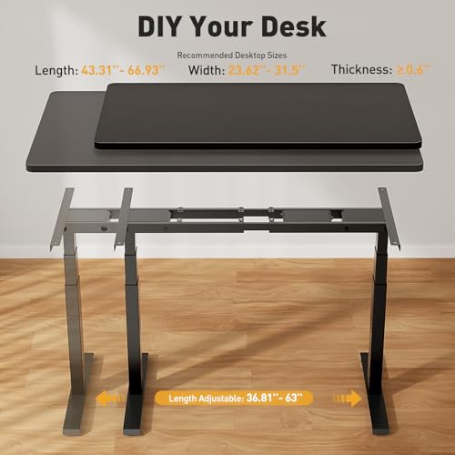 VVENACE 3 Stage Dual Motor Electric Standing Desk Legs Only, 286lb Load Capacity, Height Adjustable from 23.6" to 49.3", Standing Desk Frame, Sit Stand Desk Base with 4 Memory Presets (Black) VVENACE