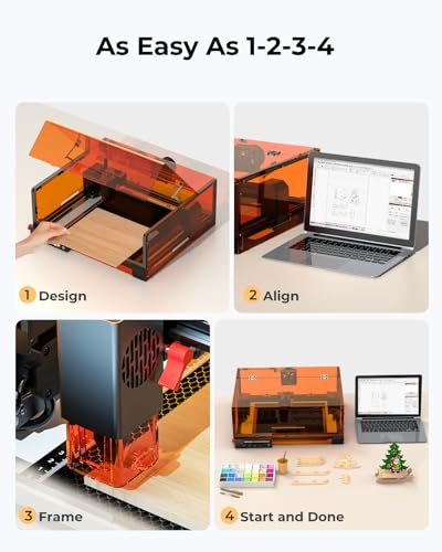 Laser Engraver, 5.5W Enclosed Diode Machine 300×300mm Working Area for Precise Marking, DIY Etching Machine for Wood, Metal, Acrylic Engraving and Cutting (Class 1 Laser 5500mW Output) Woxcker