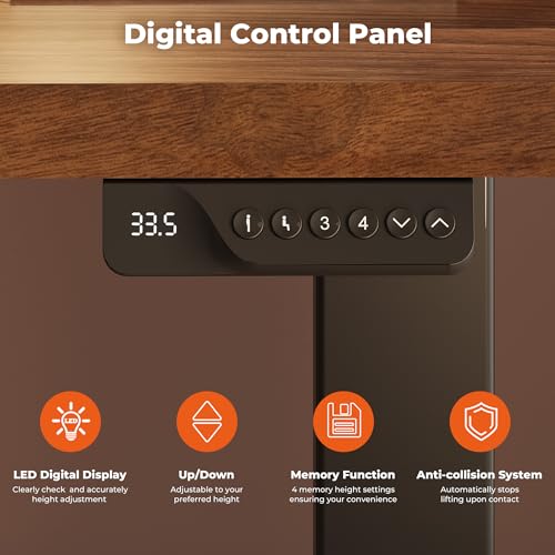 FitStand Dual Motor Standing Desk, Large Stand Up Desks, 79x31 Inches Electric Sit Stand Desks, 4 Memory Preset Adjustable Height Computer Table for Home Office with Splice Board (Brown) FitStand