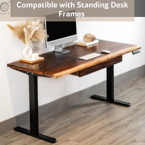 Solid Walnut Wood Under Desk Drawer Attachment, Heavy-Duty Storage Drawer with Premium Hardware – Easy to Install, Fits Most Standing & Computer Desks – 30" x 10" x 2.5" Modern Wood Style