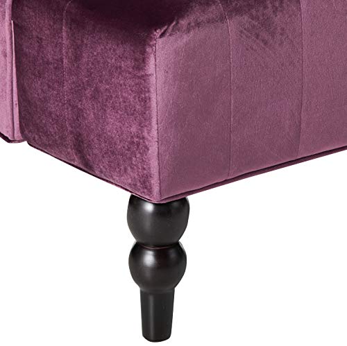Christopher Knight Home GDFStudio Leona Modern Glam Tufted Velvet Wingback Loveseat, Raisin and Dark Brown GDFStudio