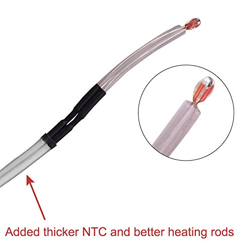AFUNTA 12 PCS 12V 40W 620 Ceramic Cartridge Heater and NTC Thermistor 100K 3950 Fit 3D Printer & Heat High Temperature Resistant Adhesive Polyimide Tape for Electric Task - Red & White AFUNTA