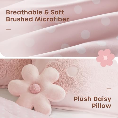 Intelligent Design Kids Twin Comforter Set for Girls, Tufted Chenille Floral Comforter Set Twin, Lightweight Polka Dot Comforter Reversible Bed Set, Sham, Pillow, Gracie, Twin Pink 3 Piece Intelligent Design