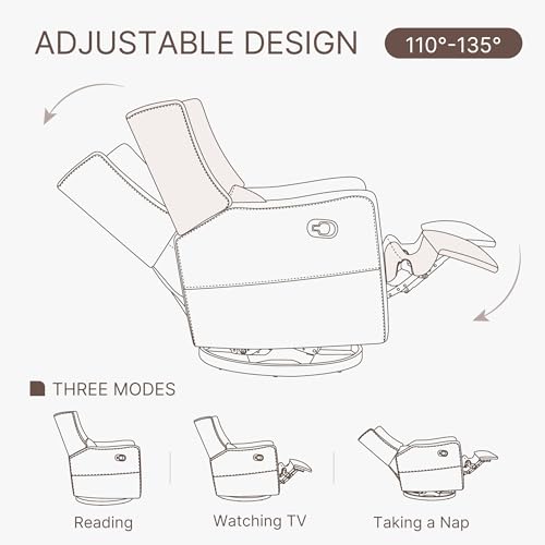 KISLOT Upholstered Recliner Swivel Glider Nursery Chair Reclining Performance Fabric Rocker with Wood Base,Boucle,Moss Green KISLOT