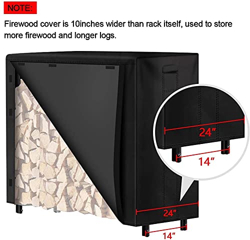 AMAGABELI GARDEN & HOME 4ft Firewood Rack With Cover Combo Set Waterproof Outdoor Log Holder, Fireplace Heavy Duty Stacker Pit for Patio Logs Storage Steel Tubular Wood Pile Tool Accessories Black AMAGABELI GARDEN & HOME