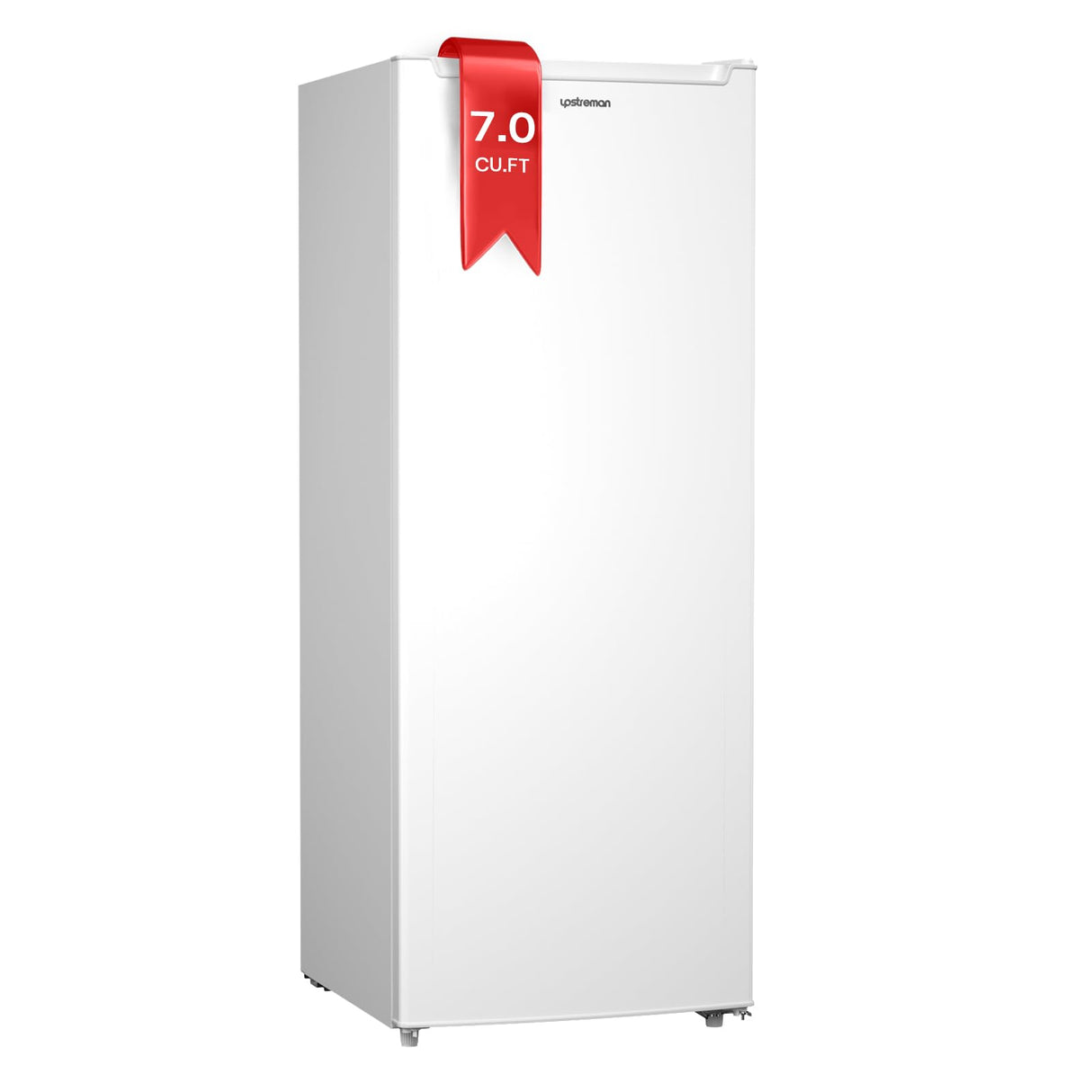 Upstreman 7.0 Cu.Ft Upright Freezer, Large Capacity Garage Ready Deep Freezer with 5 Adjustable Shelves, Convertible Refrigerator/Freezer, Reversible Door for Home, Basement, Apartment (White) Upstreman