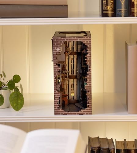 Revell Book Nook Kit Harry Potter - Diagon Alley Miniature DIY Kit 9" Booknook 3D Wooden Puzzle with LED Light Bookshelf Décor Gift for Adults Women Men