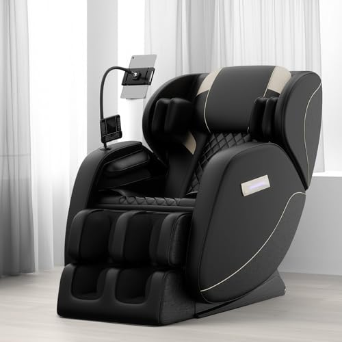 GDFStudio Full Body Massage Chair Recliner with Zero Gravity, Air Pressure Massage, Heat Therapy, Foot Rollers, Bluetooth, for Home/Office Use, Ideal Wellness Gift, Black B GDFStudio