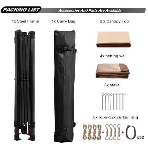 SAILARY Patio Gazebo Outdoor Pop Up Gazebo with Curtains and Shelter for Patio, Party & Backyard (Kaki, 11x11) SAILARY