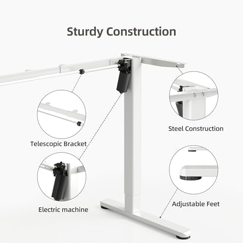 Claiks Standing Desk Frame, Electric Stand Up Desk Legs Frame Workstation Up to 63",C-Shaped Adjustable Standing Computer Desk for Home and Office, (White Frame only) Claiks