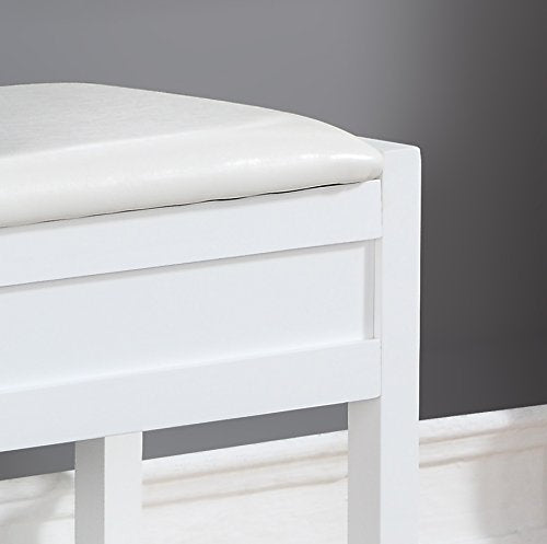 Roundhill Furniture Rouen Clean White Seating Bench with Shoe Storage, Roundhill Furniture