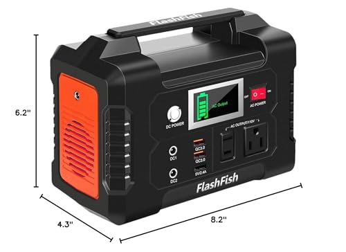 200W Portable Power Station, FlashFish 40800mAh Solar Generator With 110V AC Outlet/2 DC Ports/3 USB Ports, Backup Battery Pack Power Supply for CPAP Outdoor Advanture Load Trip Camping Emergency. FF FLASHFISH