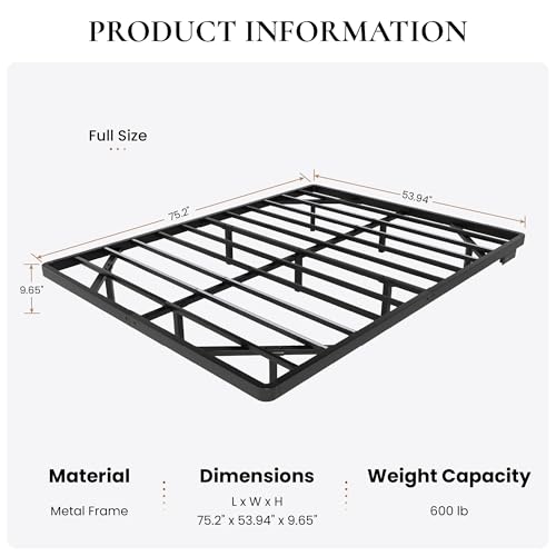 SHA CERLIN Floating Bed Frame Full Size with Smart LED Lights and Charging Station, Heavy Duty Metal Platform Bed with Modern Design,No Box Spring Needed, Easy Assembly, Matte Black SHA CERLIN
