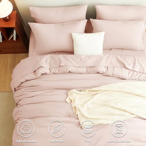 CozyLux Full Size Comforter Sets Blush Pink, 7 Pieces Bed in a Bag Full Comforter Set with Sheets, Luxury Bedding Set with Down Alternative Comforter, Fitted Sheet, Flat Sheet, Pillowcases & Shams CozyLux
