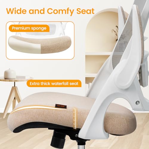 NEO Chair Ergonomic Office Desk Chair High Back Computer Gaming Mesh Chair with Comfy Task Adjustable Arms Lumbar Support Headrest Swivel for Home Office (Beige) NEO CHAIR
