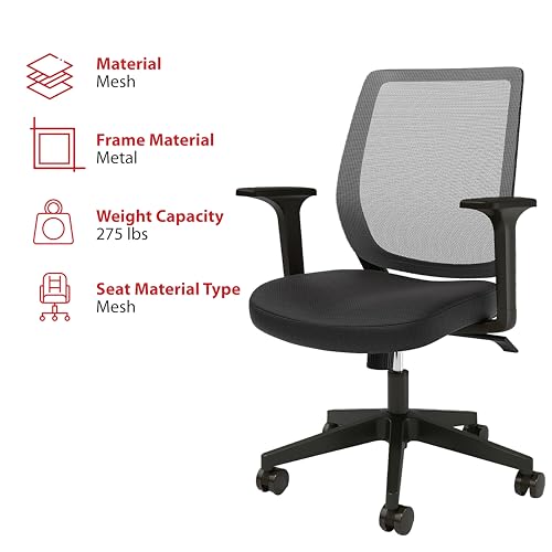 Union & Scale Staples Mesh Back Swivel Office Chair, Ergonomic Fabric Seat, Adjustable Height, Tilt Tension and Tilt Lock, Perfect as an Office or Gaming Chair Union & Scale