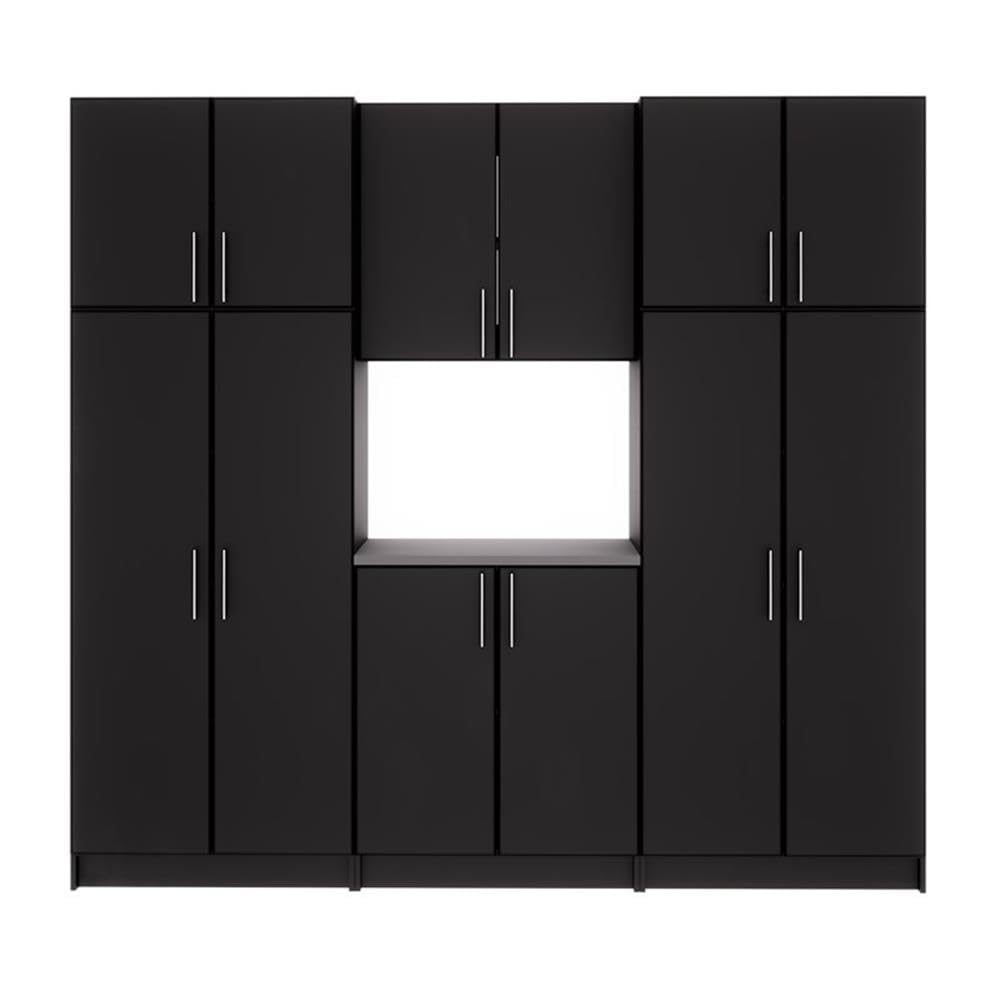 Prepac Elite Functional 6-Piece Garage Cabinets and Storage System Set I, Simplistic Garage Closet Shop Cabinets 16" D x 96" W x 89" H, Black, BRSX-1018-6M Prepac