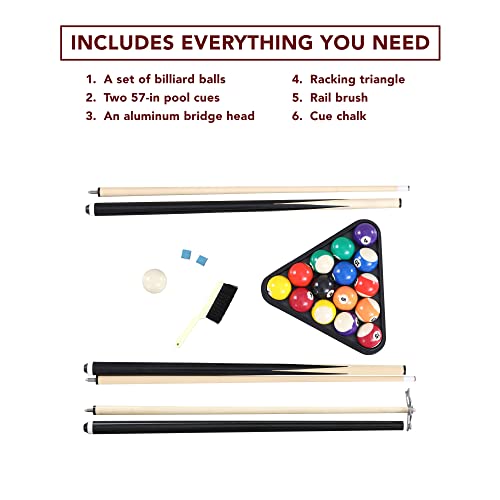 Hathaway Augusta 8-ft Pool Table Pool Table for Family Game Rooms with Burgundy Felt, 57-in Cues, Balls, Brush and Chalk - Mahogany Finish,Maple Hathaway