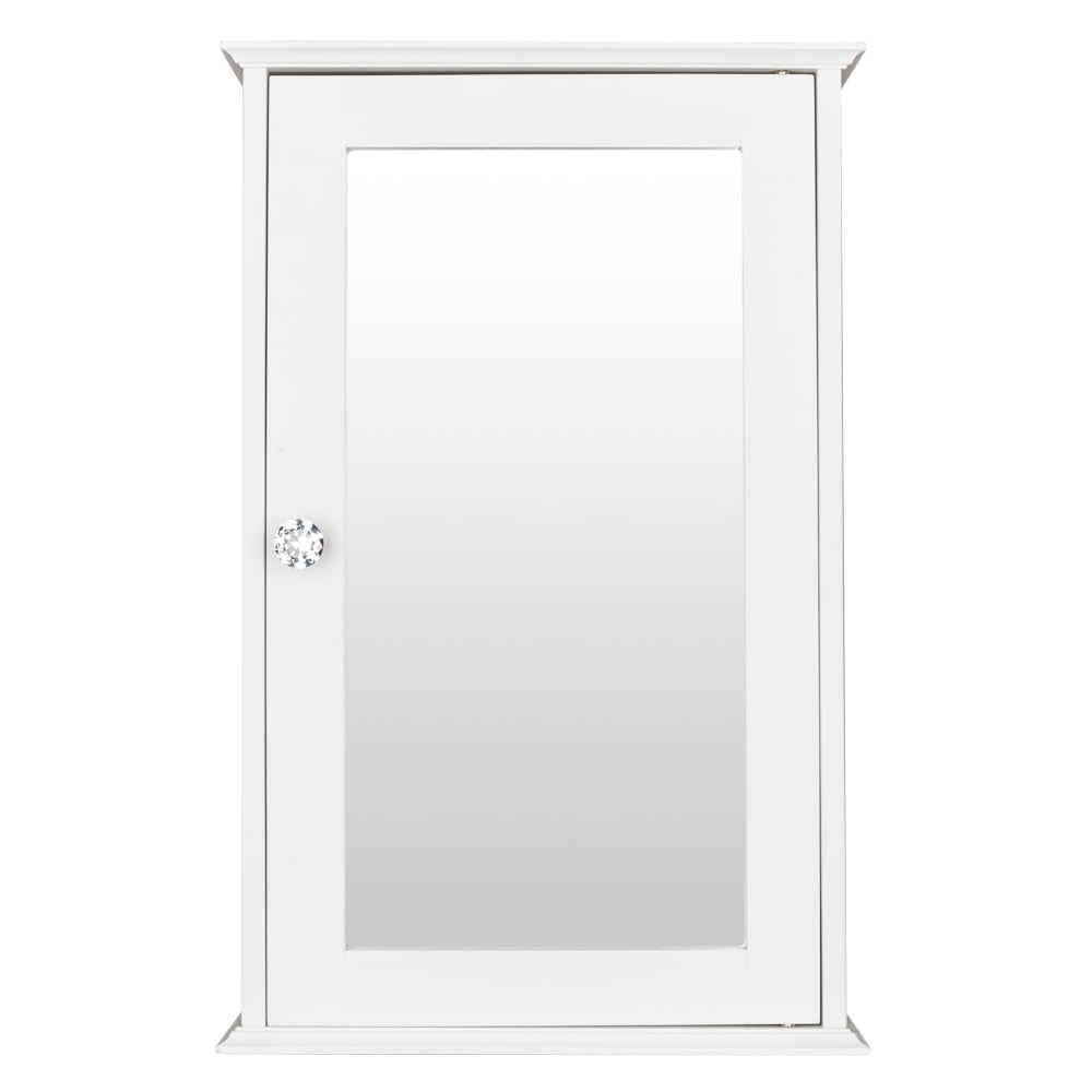 Bonnlo Bathroom Cabinet Wall Mount Mirrored Medicine Cabinet Storage Organizer with Single Door and 2 Adjustable Shelves White Bonnlo