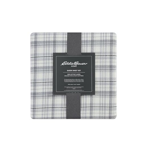 Eddie Bauer - Flannel Sheets King Size, Anti-Pilling & Wrinkle Resistant Cotton, Touchably Soft for All-Season Comfort - Bed Sheets with Matching Pillowcases & Fitted Sheet (Beacon Hill Ivory)