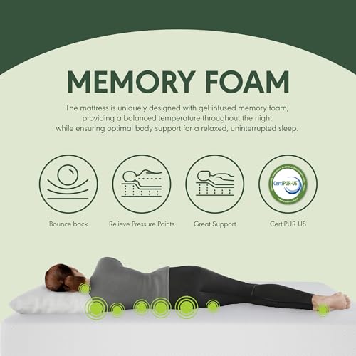 Furinno Tidur Cooling Gel Memory Foam Mattress, 8 Inch, California King Furinno