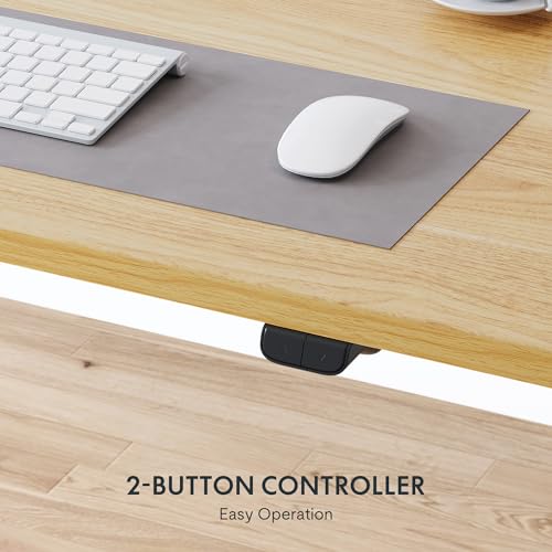 FLEXISPOT Electric Standing Desk Whole Piece 55 x 28 Inch Desktop Adjustable Height Desk Home Office Computer Workstation Sit Stand up Desk (White Frame + 55" Maple Top, 2 Packages) FLEXISPOT