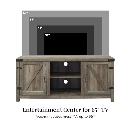 Walker Edison Georgetown Modern Farmhouse Double Barn Door TV Stand for TVs up to 65 Inches, 58 Inch, Rustic Oak Walker Edison