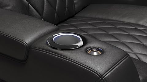 Valencia Tuscany Home Theater Seat - Nappa Leather Power Recliner with Cool Gel Memory Foam, USB-C/A Charging, RGB LED Lights, Adjustable Lumbar & Headrest (Single Recliner,Black) VALENCIA THEATER SEATING