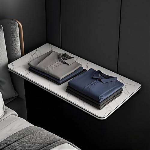 SKVSKV Wall Mounted Folding Table, Floating Desk for Wall Small Spaces, Fold Down Table for Home Laundry Room,Office Computer Workstation,Study Work Bench, Kitchen Dining (White 27.6"×15.7") SKVSKV