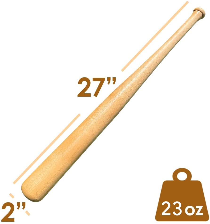 Genuine Solid Beech Wood Baseball Bat - 27 Inch 23 Oz - Tball Bat, Self Defense, Weight Training, and Pickup Games - Classic and TImeless Design - KOTIONOK (1) KOTIONOK