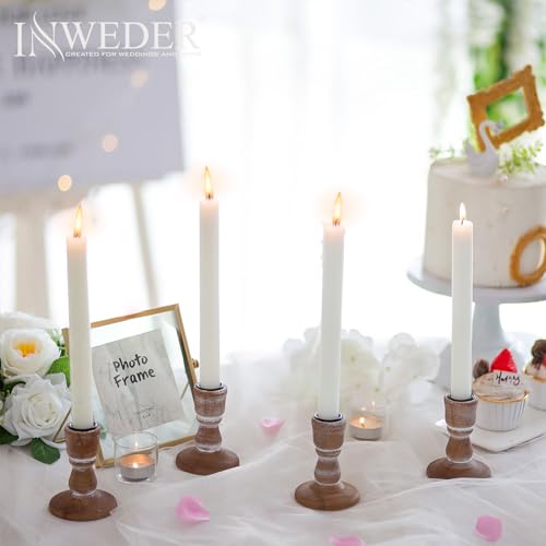 Inweder Candle Holders for Candlesticks, Wood Taper Candle Holders, Set of 2 Candle Holders for Table Centerpiece, Rustic Candle Holder, Farmhouse Candle Holders for Wedding, Home Decor, Event Inweder