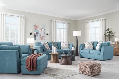 Signature Design by Ashley Keerwick Scandinavian Loveseat with 4 Toss Pillows, Blue Signature Design by Ashley