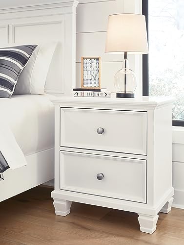 Signature Design by Ashley Fortman Traditional 2 Drawer Night Stand, White Signature Design by Ashley