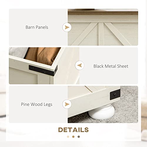 HOMCOM Farmhouse Coffee Table, Square Coffee Table with Storage for Living Room, Center Table with Hinged Flip Lift Top and Hidden Space, Antique White HOMCOM