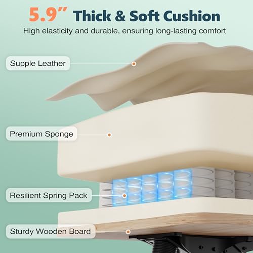 GABRYLLY Office Criss Cross Chair with Footrest, Big and Tall Executive Chair with Wide Seat,Reversible Armrest,Wheels, Lumbar Pillow and 120°Tilt,Computer Desk Chair for Gaming,Meditation,Ivory GABRYLLY