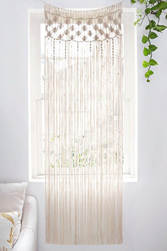 Mkono Macrame Curtain Boho Doorway Window Decoration Light Through Curtains Decor Handwoven Wall Hanging Art for Home Door Bedroom Wedding Backdrop Arch, Closet Room Divider, 29" W x 80" L