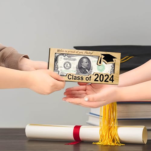 TM TEEMAN Personalozed Graduation Money Holder 2024, Custom 2024 Graduation Gifts, Grad Money Gifts, Unique Greeting Cards, Cash Gift Ideas for Graduation, Hanging Double-Layer Cash Holders (s4) TM TEEMAN