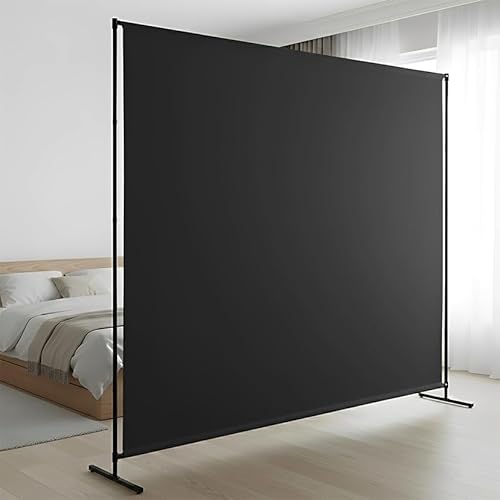 Room Divider, 72x72Inch Large Single Panel Privacy Screen with Thickened Fabric,Freestanding Partition Wall for Room Separation,Portable for Indoor Office,Bedroom,Outdoor Patio,Black FCCRETA