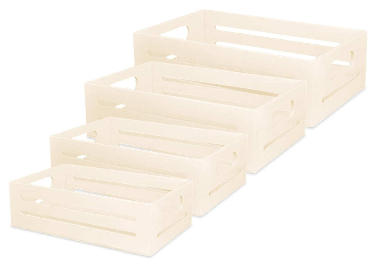 Wooden Tray - Set of 4 Wooden Tray with Handles Small Wood Crates Wooden Trays for Crafts Wood Crates for Display Small Wooden Pallets Apple Crates Wood Trays for Crafts Unfinished Wood Crate Nesting AoneFun