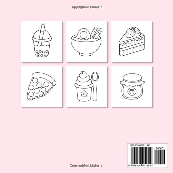 Sweets Drinks And Food: Bold and Easy Coloring Book for Adults And Kids, Cute and Simple Illustrations of Delicious Foods, Refreshing Drinks, and Tasty Treats for Relaxation & Fun WoodArtSupply