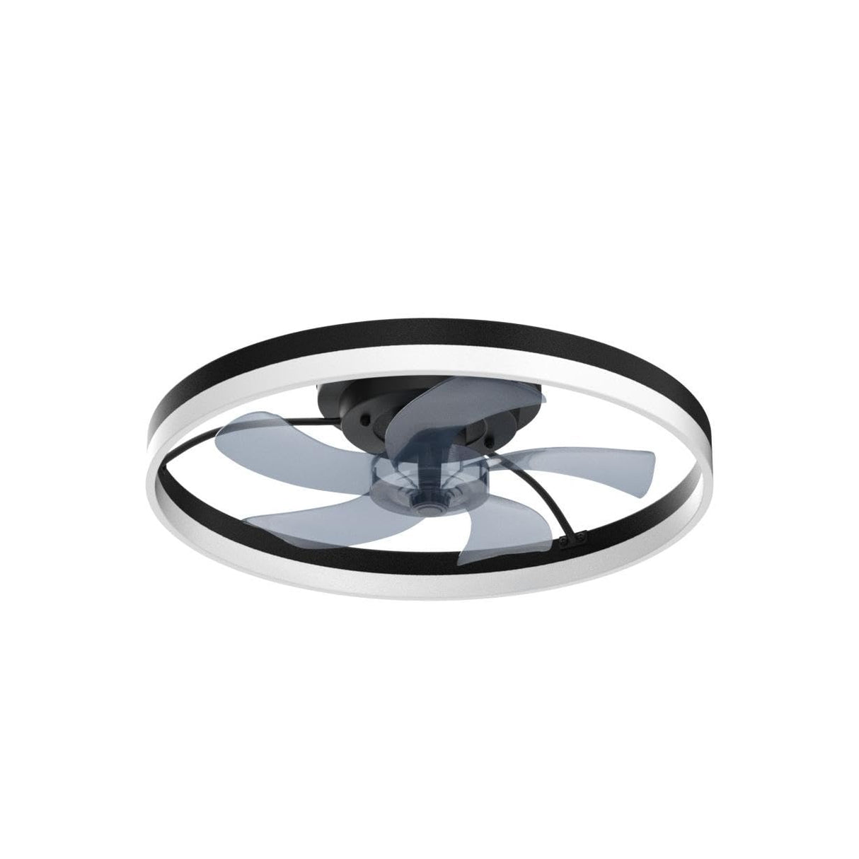 STERREN 20'' Modern Low Profile Ceiling Fan with Light, Bedroom LED Ceiling Fan with Remote Control, Bladeless Flush Mount Black Fan Lights Ceiling Fixtures for Living Room,Small Room STERREN