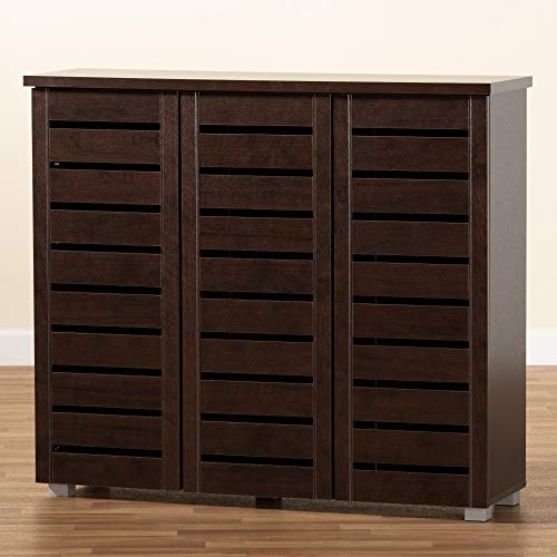 Baxton Studio Adalwin 3-Door Shoe Storage Cabinet, Dark Brown (118-6517-HiT) Baxton Studio