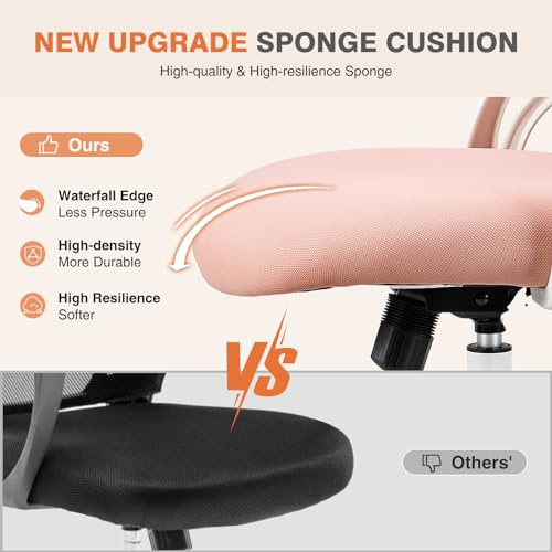 Sweetcrispy Home Office Managerial Executive Chair, High-Back Mesh with Adjustable Headrest, Flip-up Armrest Comfortable Lumbar Support, Comfy Arms for Bedroom,Study,Student Sweetcrispy