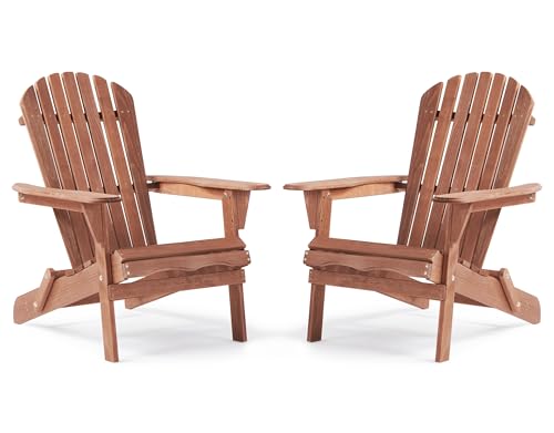 Wooden Folding Adirondack Chair Set of 2, Half Pre-Assembled Wood Lounge Chair for Outdoor Patio Garden Lawn Backyard Deck Pool Beach Firepit