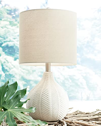 Signature Design by Ashley Rainermen 20" Modern Herringbone Ceramic Table Lamp, Off White Signature Design by Ashley