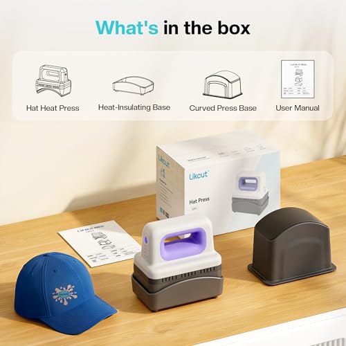 Likcut Hat Press SZ01, Lightweight Hat Press Heat Machine for Caps with 4 Heating Levels, 10min Auto-Off, for Vinyl, Sublimation, Heat Transfer Projects LIKCUT